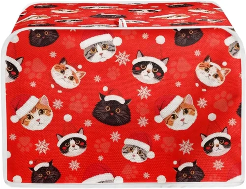Vista 13 de Cat Print 2 Slice Bread Maker Cover Music Note Print Microwave Oven Cover Bakeware Protector Anti Fingerprint Protective Covers for Kitchen