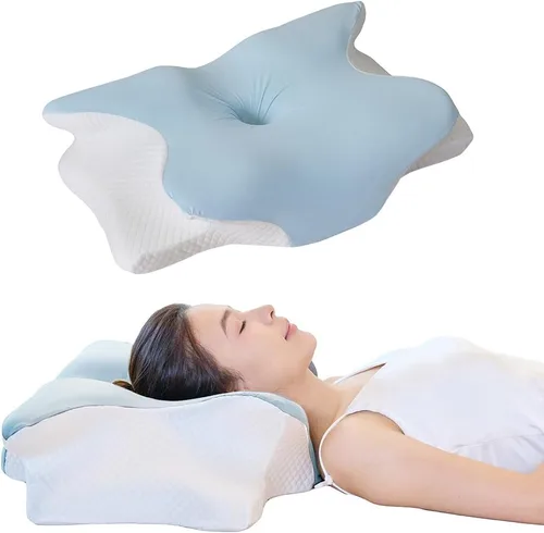 Vista 8 de Almohada cervical de espuma viscoelástica – Soporte ergonómico para el cuello para personas que duermen de lado, espalda y estómago Almohada