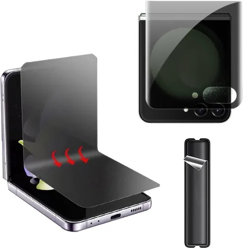 Vista 8 de Paquete de 3 protectores de pantalla mate de privacidad compatibles con Samsung Galaxy Z Flip 4 5G 2022, antiespía, 1 protector de pantalla exterior