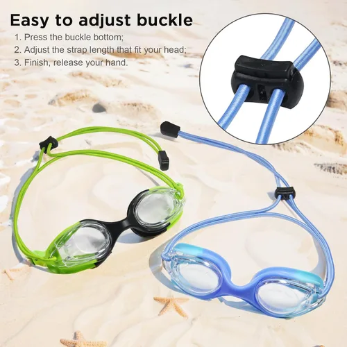 Vista 4 de Gafas de natación para niños, paquete de 2 gafas de natación de protección completa, sin fugas, antivaho para niños de 3 a 14 años