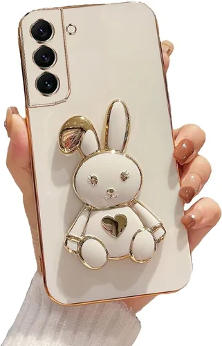 Vista 48 de Funda con soporte de conejo de corazón para Samsung Galaxy A10, cubierta protectora de TPU suave galvanizada a prueba de golpes con bonito soporte