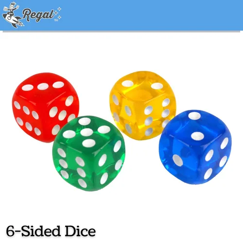 Vista 3 de Regal Games Dados translúcidos de 6 lados de 0.630 in, juego de colores, cuadrados para aula o noche de juegos familiares, 50 piezas