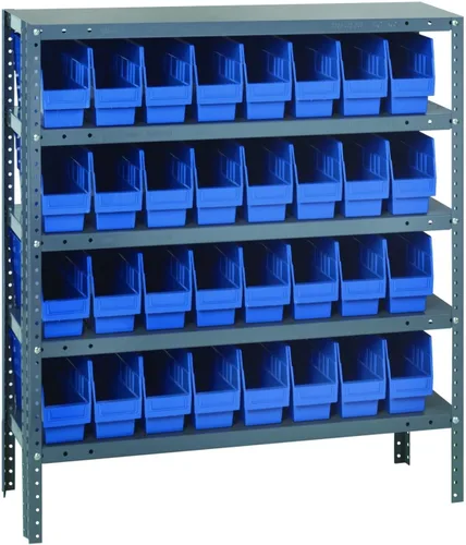 Vista 246 de Quantum QSBU-245BK Heavy Duty Shelving Unit with (7) Shelves and (24) QUS245 Black Bins for Garage Warehouse Storage Distribution 400 lb Load