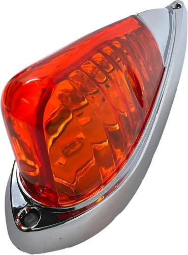Vista 4 de Kit de 5X Luces Marcadoras de Cabina de 6 LED Ámbar en Forma de Lágrima [Base Cromada] [DOT FMVSS 108] [SAE P2PC] [Ajuste Universal] Luces de Cabina