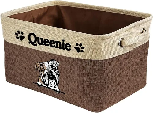 Vista 19 de Cesta de almacenamiento plegable personalizada con un bonito perro Bulldog inglés, plegable, de tela resistente, cubo de almacenamiento para Gris