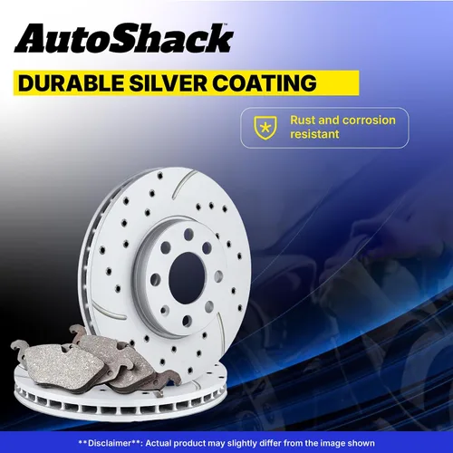 Vista 7 de AutoShack Rotores de freno perforados y ranurados delanteros y traseros Reemplazo para Subaru Impreza 2.0L AWD 2012-2016 Recubrimiento E negro