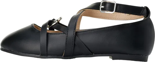 Vista 4 de bebe Zapatos de vestir para niña - Zapatos de ballet con tiras y medallón de diamantes de imitación (niña pequeñaniña grande)