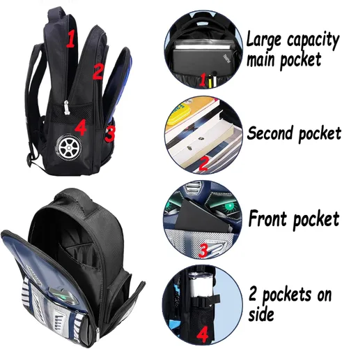 Vista 3 de ACEIOT Mochila para niños para la escuela, mochila para niños con bolsa de almuerzo y estuche para lápices, mochila robot para niños, mochila