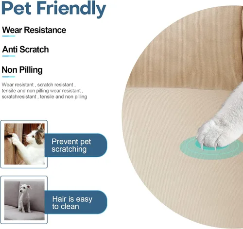 Vista 4 de Foreate Funda reversible para sofá modular, manta para sofá de 3 cojines, lavable a máquina, a prueba de arañazos, protector de muebles para gatos