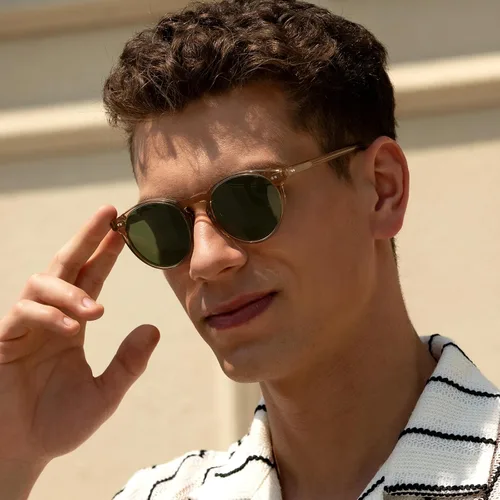 Vista 2 de CARFIA Gafas de sol redondas de acetato para hombre, polarizadas, protección UV, gafas de sol clásicas retro CA5289L