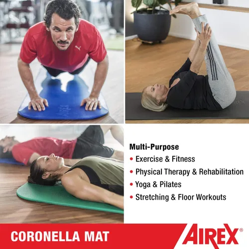 Vista 3 de AIREX Tapete oficial de Coronella para ejercicio, tapete de entrenamiento en casa para rehabilitación, entrenamiento de fuerza, aeróbicos, Carbón