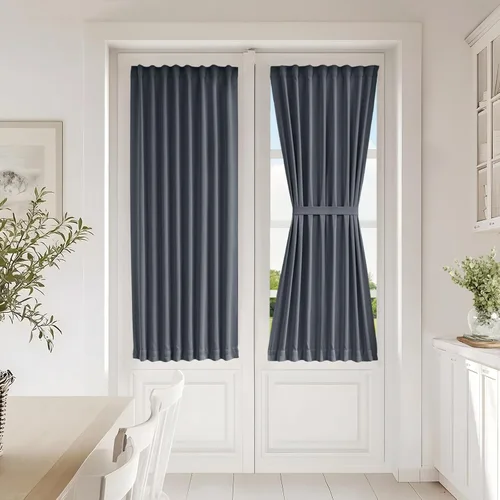 Vista 35 de Vatge Cortinas laterales autoadhesivas para puertas de cristal, sin taladro, extraíble, panel de filtrado de luz, 1 panel, 12 pulgadas de ancho x 60