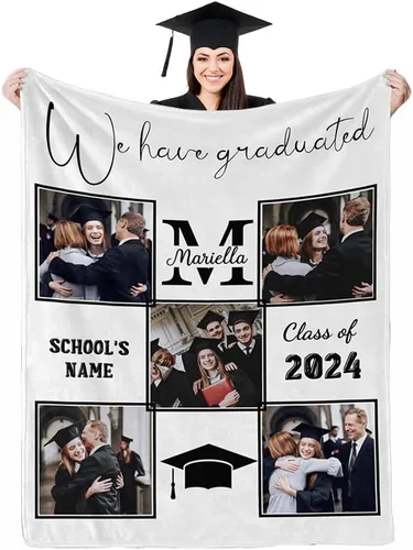 Vista 14 de D-Story Manta de franela personalizada para mujer, regalos de graduados, regalo de graduación de secundaria, regalos de graduación personalizados