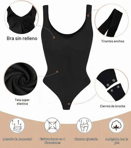 Vista 3 de SHAPERX Seamless Shapewear For Women Tummy Control Bodysuit Negro
