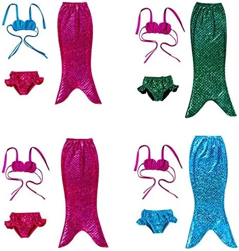 Vista 2 de Qianmome Traje de baño de 3 piezas para niñas y niñas, traje de baño de princesa