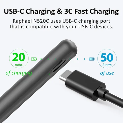 Vista 5 de Bolígrafo RENAISSER Raphael N520C, diseñado en Houston, fabricado en Taiwán MPP 2.0 Stylus pen for Surface Pro/Go/Book/Studio, 4096 Pressure, Tilt