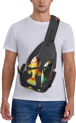 Vista 7 de Varios tipos de cebos de pesca Imprimir Sling Mochila de viaje Sling Bag Casual Chest Bag Senderismo Daypack Crossbody Bag para hombres mujeres