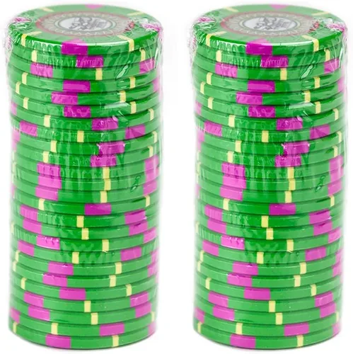 Vista 2 de Claysmith Gaming The Mint Poker Chip - Compuesto de arcilla pesada de 0.48 oz, paquete de 50 ($25 verde)