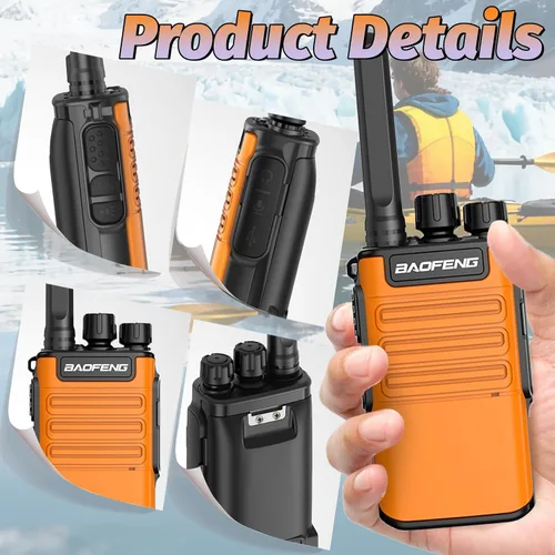 Vista 4 de Walkie Talkies de largo alcance para adultos con auriculares recargables Waki Taki Naranja
