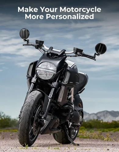 Vista 8 de KEMIMOTO Espejos Universales para Motocicleta, Espejos Laterales y Traseros para Manillar de Motocicleta Giratorias 360°, Compatibles con Manillar