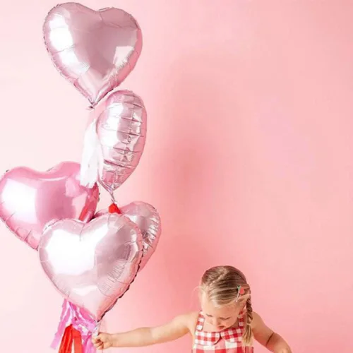 Vista 6 de Globos decorativos de papel de aluminio con forma de corazón rosa de 18 pulgadas, 12