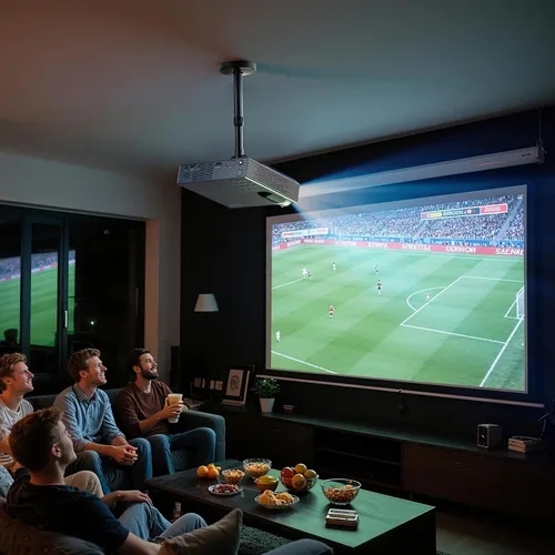 Vista 2 de DAWASAPAT Soporte de techo para proyector con nuevo cardán, soporte de proyector de longitud ajustable, tornillo de ¼ de pulgada, compatible