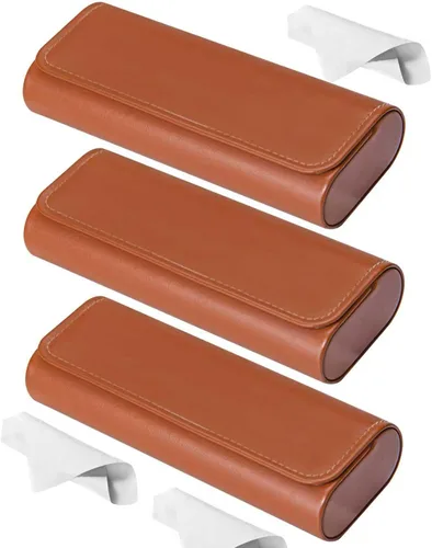 Vista 3 de RayLove Estuche rígido para lentes de sol (paquete de 2), funda para lentes de sol de viaje, funda rígida de cuero para gafas para mujer
