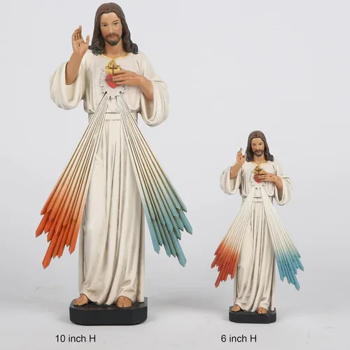 Vista 6 de Estatua de Jesucristo de la Divina Misericordia Católica BC de 6 pulgadas de alto, regalo religioso, decoración católica para interiores del hogar