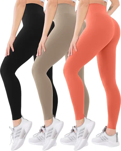 Vista 36 de Blisset - Paquete de 3 leggings de cintura alta para mujer con bolsillos, pantalones suaves y activos para control de abdomen, ideales para yoga