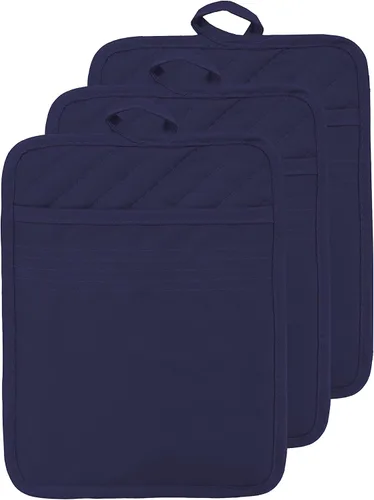 Vista 18 de Oven Pot Holder with Pocket Cotton Heat Resistant Coaster Potholder Kitchen Hot Pad Oven Mitts for Cooking and Baking Square 7"x9" (Aqua, Silicone)