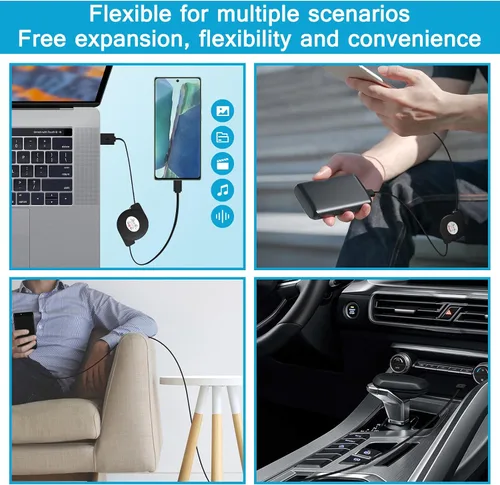 Vista 2 de Samsung - Cable retráctil USB A a USB C para automóvil, cable de teléfono Android C de 3 pies 2 Pack Carplay USBC Cable for Samsung Galaxy S24