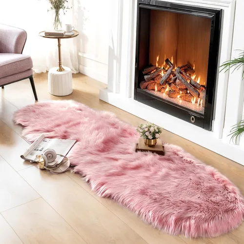 Vista 55 de Ciicool Alfombras de Piel de Oveja Sintética Suaves Alfombra de Piel Sintética Suave Beige Alfombra Esponjosa Funda para Silla y Sofá Alfombra