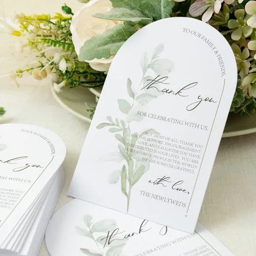 Vista 5 de Crisky Arch Design Greenery - Tarjetas de ajuste de lugar, 50 unidades, centros de mesa y decoraciones elegantes y elegantes de boda, 4 x 6 pulgadas