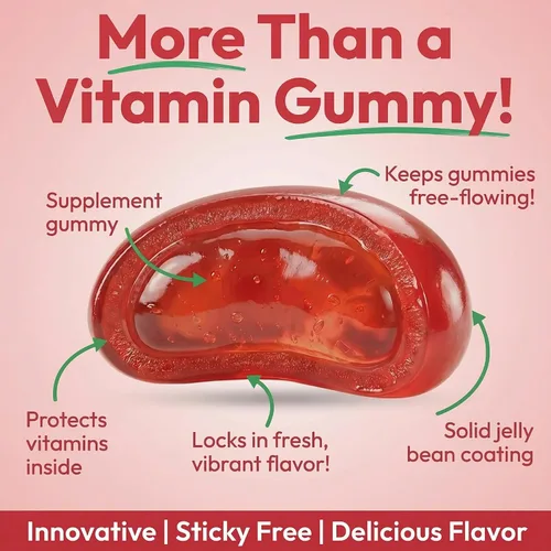 Vista 3 de Human Beanz Biotin Jelly Bean Vitaminas gomosas, biotina extra fuerte para cabello, piel y uñas, 5000 mcg por porción, vitaminas para el crecimiento