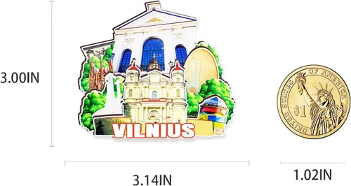 Vista 3 de Lituania Vilnius imán de nevera de madera 3D monumentos de viaje coleccionables recuerdos decoración hecha a mano - 2