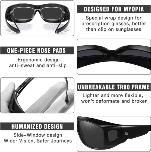 Vista 4 de DUCO Gafas de sol envolventes para hombres y mujeres, polarizadas, protección UV, DC8965