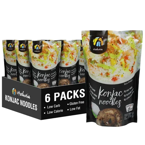 Vista 19 de Hethstia Konjac Noodles Angel Hair - Paquete de 6 fideos Shirataki, bajo en calorías, bajo en carbohidratos, sin azúcar, sin gluten, apto para dieta