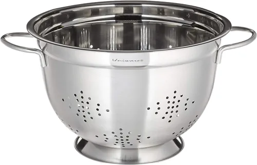Vista 4 de Uniware Colador profesional de acero inoxidable estilo alemán, plateado, resistente (juego de 3 (3 + 5 + 8 cuartos de galón))