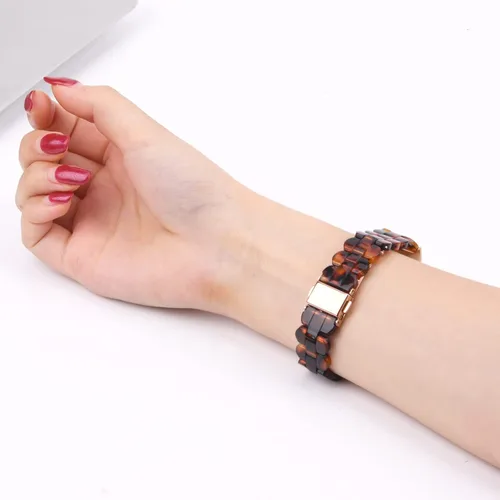 Vista 4 de Bandas ovaladas de resina compatibles con Fitbit Charge 3/3 SE/Charge 4 bandas para mujer, elegantes pulseras de relación con hebilla de acero