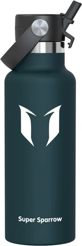 Vista 38 de Super Sparrow Botella de Agua Aislada - 17 Oz / 25 Oz / 34 Oz - Frasco FlipFlow de Boca Estándar - Libre de BPA, Botella a Prueba de Fugas
