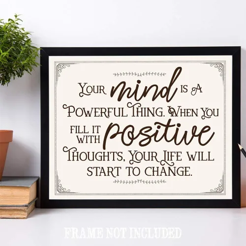 Vista 8 de Your Mind is a Powerful Thing When You Fill It With Positive Thoughts - Great Inspirational Decor, Positive Quote Display, Home Office and Classroom