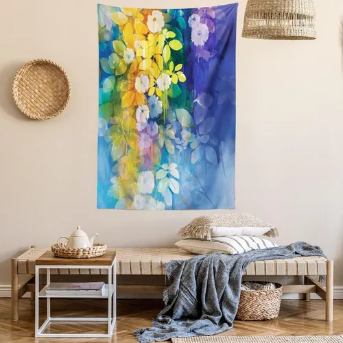Vista 6 de Ambesonne Colección de decoración de flores de acuarela, rosas pálidas y flores pequeñas lindas, pintura ilustraciones de época bonitas florales