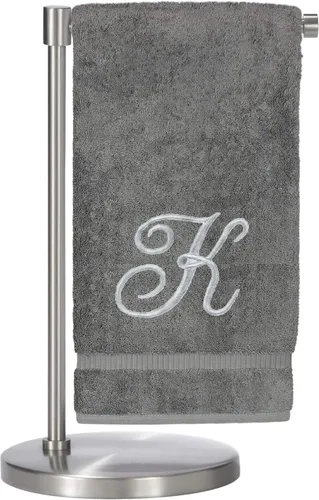 Vista 97 de Script R - Toalla de baño con monograma, regalo personalizado, 27 x 54 pulgadas, juego de 1 toalla bordada con texto dorado, 100% algodón turco Navy