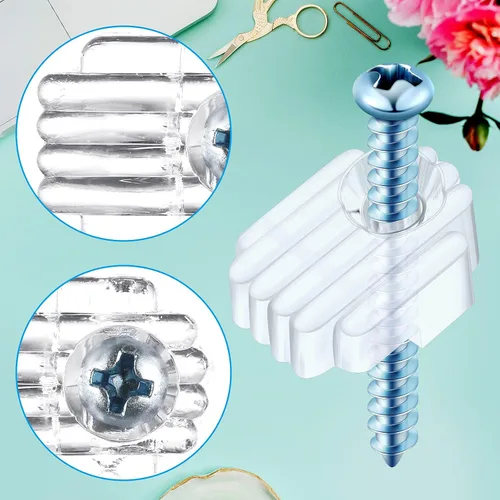 Vista 4 de Blulu Paquete de 20 clips sujetadores de espejo para vidrio de 6 mm (6/25 pulgadas), kit para colgar espejos en la pared, sujetadores de retención