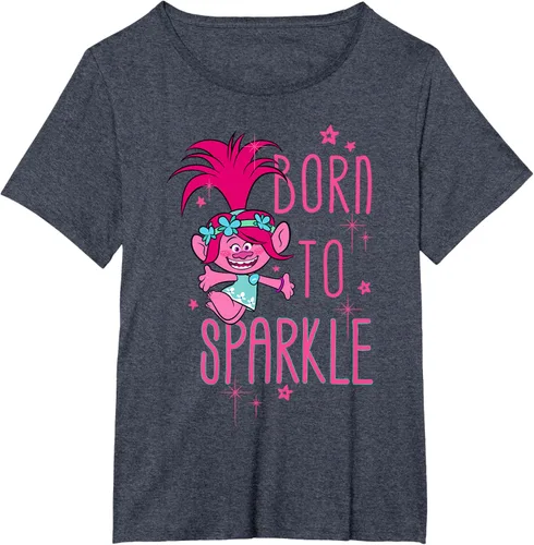 Vista 83 de DreamWorks Trolls Camiseta Born to Sparkle Negro