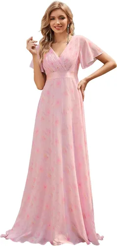 Vista 21 de Ever-Pretty Vestidos formales de mujer para madre de la novia, de manga corta, de chifón, con cintura imperio, de largo hasta el suelo, para dama