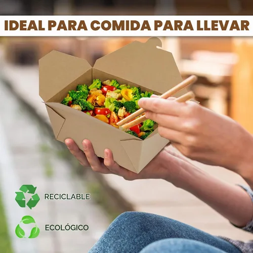 Vista 5 de Fit Meal Prep Cajas To Go de 48 onzas, recipientes de papel para llevar, cajas de comida desechables para almuerzo, aptas para microondas