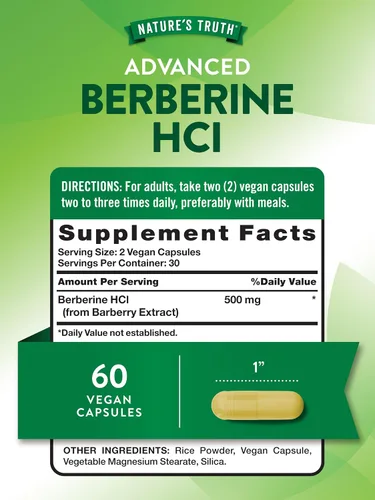Vista 2 de Nature's Truth Berberina HCl 500mg 60 Cápsulas de extracto de agracejo