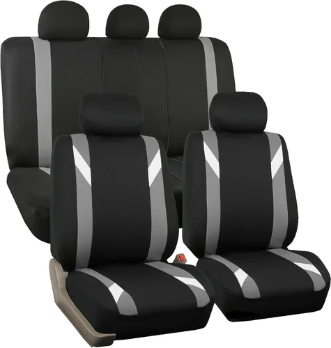 Vista 24 de FH Group Juego delantero de fundas de asientos de automóvil de tela para asientos de respaldo bajo con reposacabezas extraíble, ajuste universal