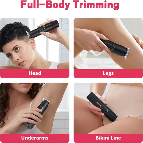 Vista 6 de PRITECH Recortadora de pelo Pubic para mujer, recortadora de bikini recargable para mujer, cabello púbico, uso húmedo y seco, afeitadora eléctrica